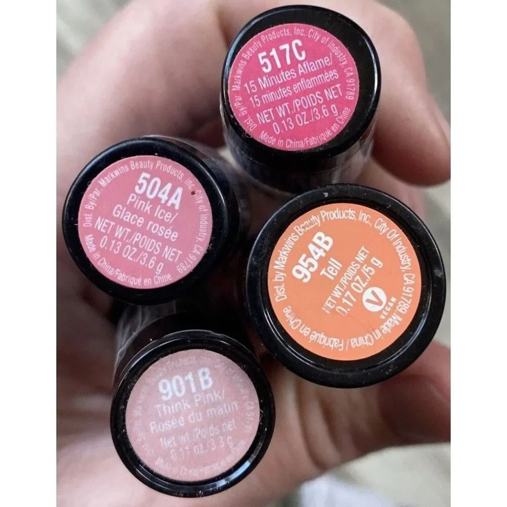 Wet n Wild Silk Finish Lipstick Pout Think Pink Ice 15 Minutes Aflame Tell Lot